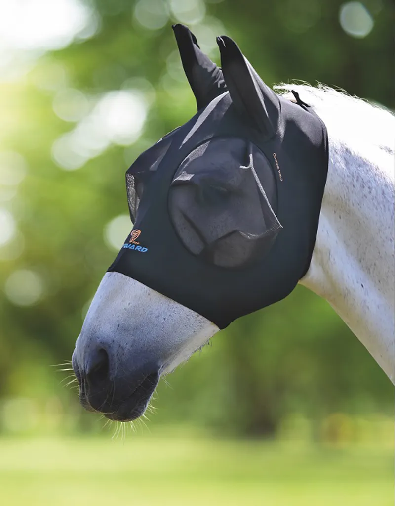 Shires Stretch Fly Mask with Ears in Black
